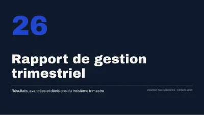 Rapport de gestion pour la direction, diapositive 1 sur 14