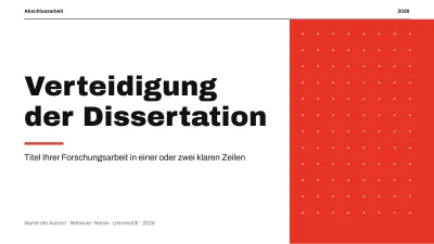 Minimalistische Abschlussverteidigung, Folie 1 von 13