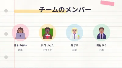 ノート風の学校発表、スライド10/13