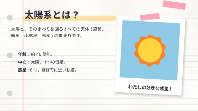 ノート風の学校発表、スライド4/13